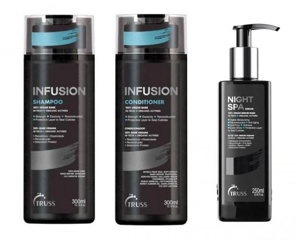 Kit Truss Infusion 3 Produtos - Shampoo Condicionador 2x 300ml + Nght Spa 250ml - Truss Professional