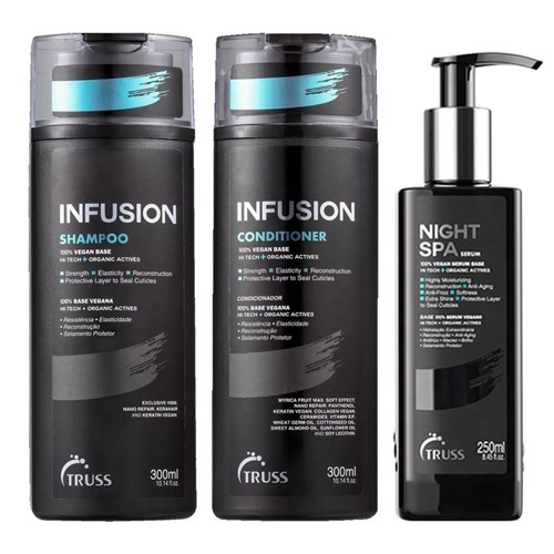 Kit Truss Infusion Shampoo + Condcicionador Cabelos Secos - 300Ml + Serum Night Spa - 250Ml