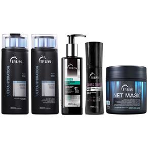 Kit Truss Ultra Hydration Shampoo + Condicionador - 300ml + Máscara Net Mask - 550g + Brush - 250ml + Gloss Shine - 90ml