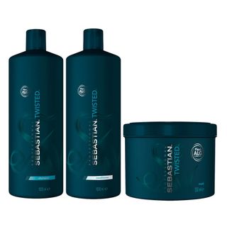 Kit Twisted Elastic Detangler Sebastian - Shampoo + Condicionador + Máscara - Tamanho Profissional Kit