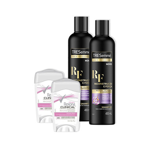 Kit 2Un Desodorante Creme Rexona Clinical Women 48G + 2Un Shampoo Tresseme Reconstrução Força 400Ml