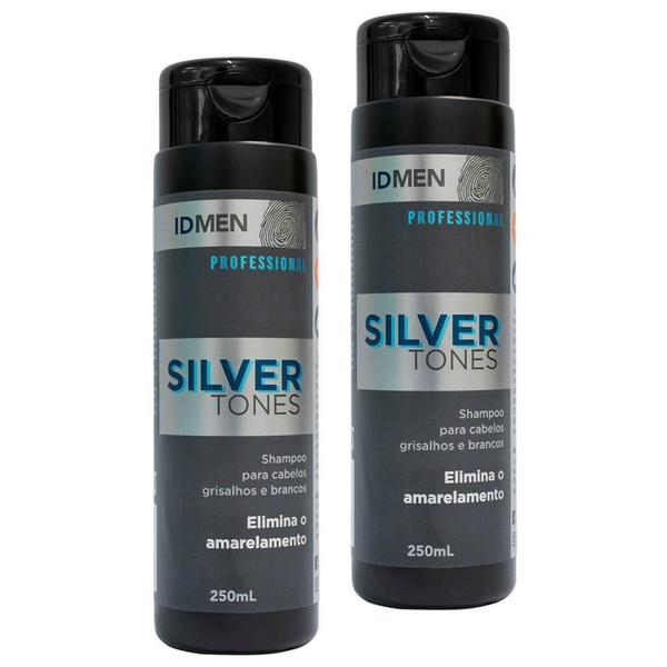Shampoo Masculino Cabelos Brancos e Grisalhos Silver Tones - Kit 2 Un. - Idmen