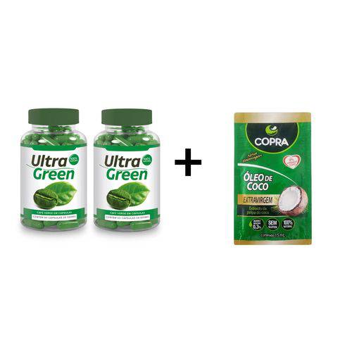 Kit 2 Un Ultra Green 60 Cps + Oleo de Coco Sache 15G
