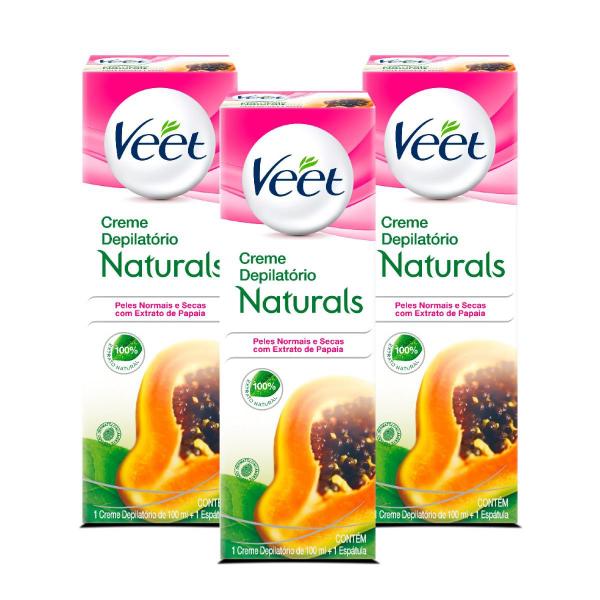 Kit Veet Creme Depilatório Naturals Papaia - 3 Unid.