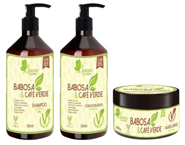 Kit Vegano Baume Babosa e Café Verde (3 Produtos) - Baume Cosmetics