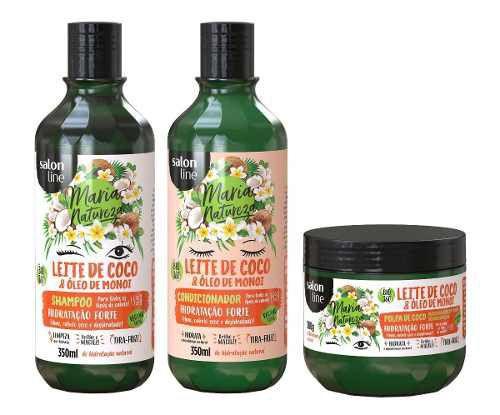 Kit Vegano Maria Natureza Leite de Coco Shampoo + Cond +masc - Salon Line