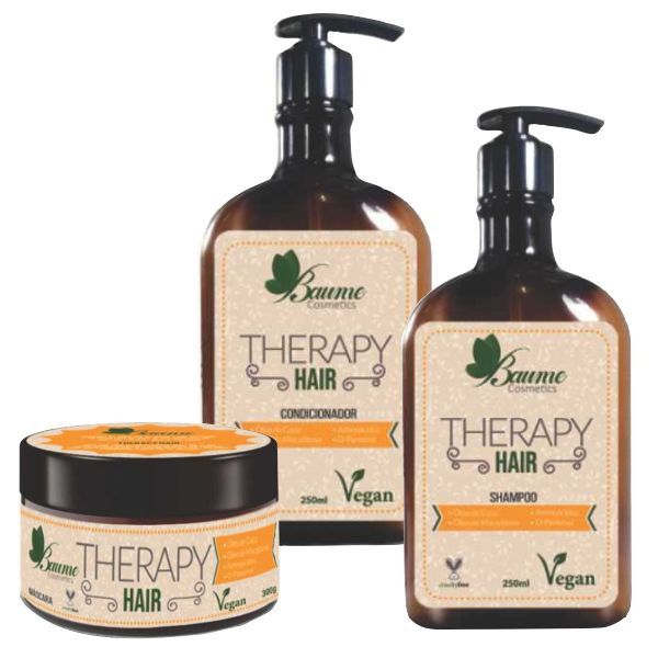 Kit Vegano Therapy Hair Baume Cosmetics Shampoo 250ml + Condicionador 250ml + Máscara Capilar 300g