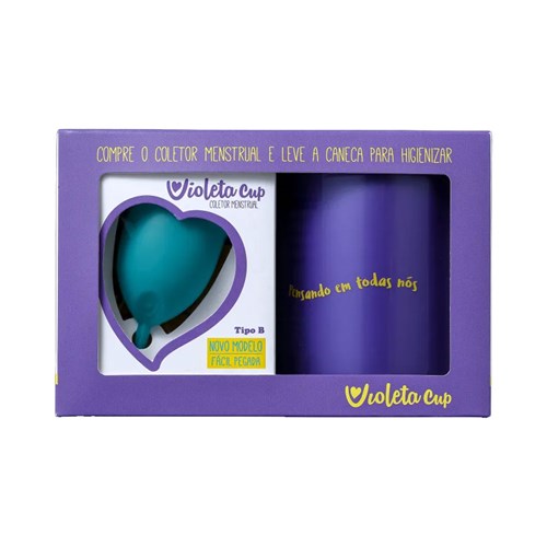 Kit Violeta Cup Coletor Menstrual Tipo B Verde + Caneca