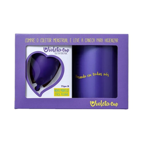Kit Violeta Cup Coletor Menstrual Tipo B Violeta + Caneca