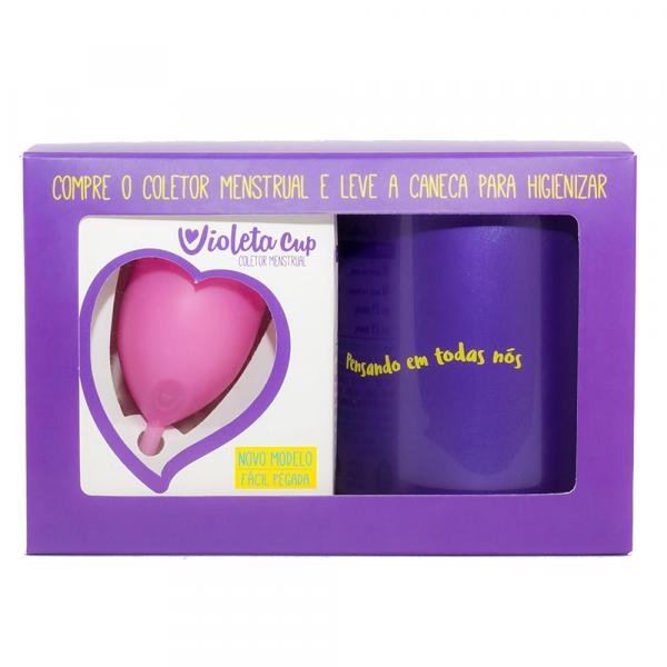 Kit Violeta Cup - Coletor Tipo a Rosa+ Caneca Higienizador