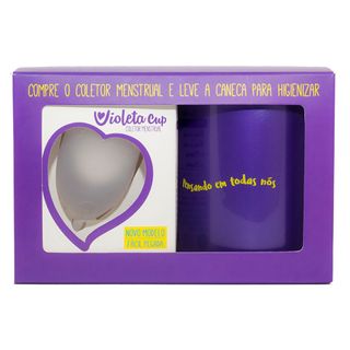 Kit Violeta Cup - Coletor Tipo a Transparente + Caneca Higienizador Kit