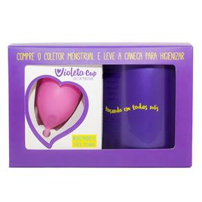 Kit Violeta Cup - Coletor Tipo B Rosa + Caneca Higienizador