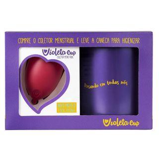 Kit Violeta Cup - Coletor Tipo B Vermelho + Caneca Higienizador Kit