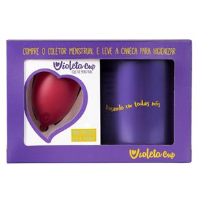 Kit Violeta Cup - Coletor Tipo B Vermelho + Caneca Higienizador