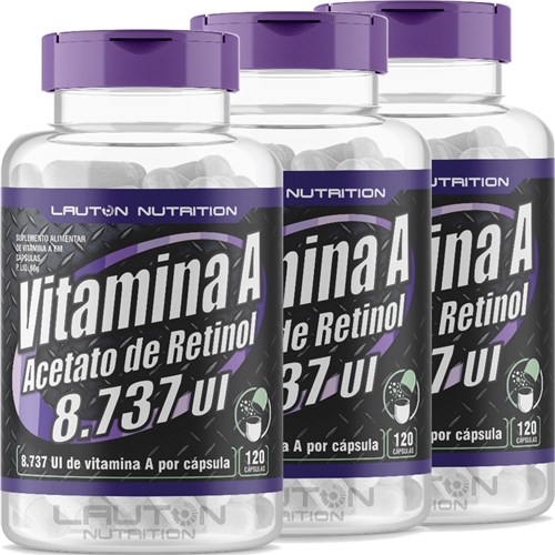 Kit 3 Vitamina a Acetato de Retinol 120 Capsulas Lauton