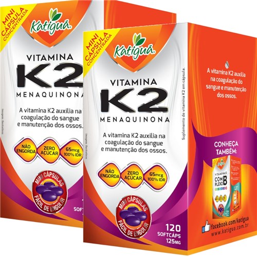 Kit 2 Vitamina K2 Menaquinona 120 Capsulas Minicapsulas Katigua
