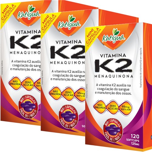 Kit 3 Vitamina K2 Menaquinona 120 Capsulas Minicapsulas Katigua