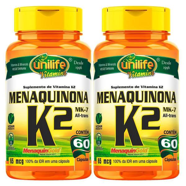 Kit 2 Vitamina K2 MK-7 Menaquinona 60 Cápsulas Unilife