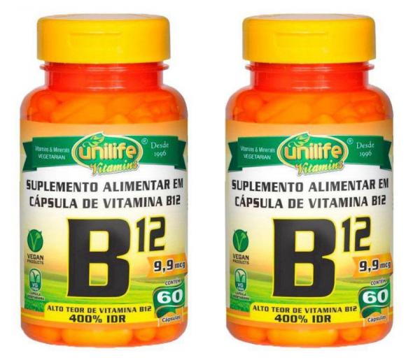 Kit 2 Vitaminas B12 - Cianocobalamina 60 Capsulas - Unilife