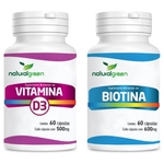 Kit Vitaminas D3 + Biotina (B7) cápsulas Natural Green