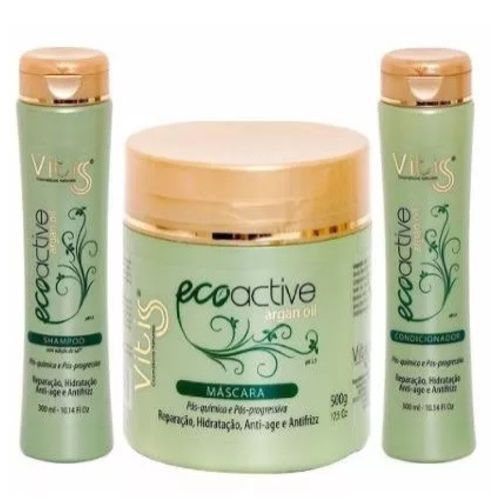 Kit Vitiss Ecoactive Argan Oil Shampoo 300ml + Condicionador 300ml + Máscara 500g