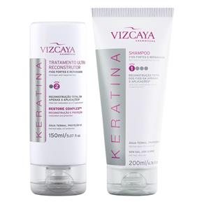Kit Vizcaya Keratina Shampoo 200ml + Tratamento Ultra Reconstrutor 150ml - 200ml + 150ml