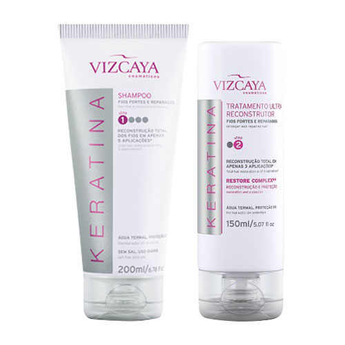 Kit Vizcaya Keratina Shampoo 200ml + Tratamento Ultra Reconstrutor 150ml