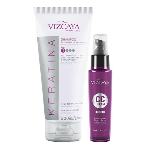 Kit Vizcaya Shampoo Keratina 200ml + CC Cream 12 em 1 70ml