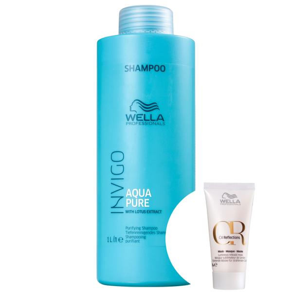 Kit Wella Balance Acqua Pure-Shampoo Antirresíduos 1000ml+Oil Reflections Luminous Reboost-Máscara - Wella Professionals