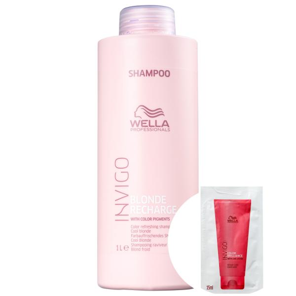 Kit Wella Blonde Recharge-Shampoo Desamarelador 1000ml+Invigo Color Brilliance-Condicionador - Wella Professionals