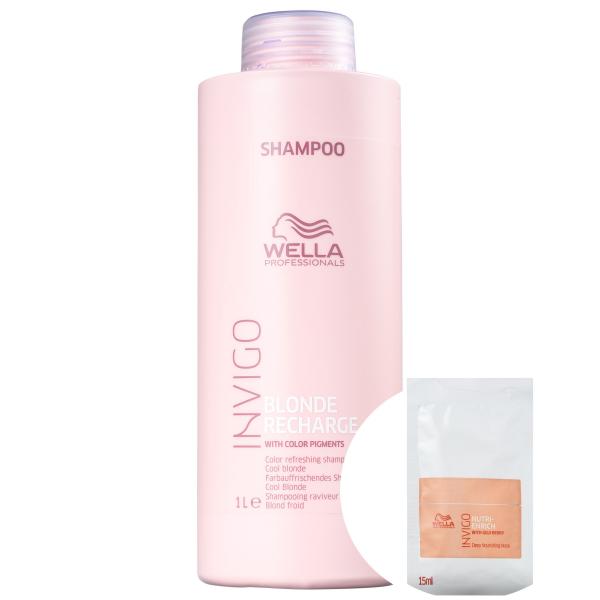 Kit Wella Blonde Recharge-Shampoo Desamarelador 1000ml+Invigo Nutri-Enrich-Máscara de Nutrição - Wella Professionals
