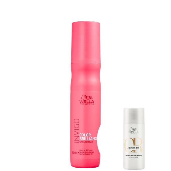 Kit Wella Color Brilliance Spray Miracle BB-Leave-in 150ml+Oil Reflections Luminous Reval-Shampoo - Wella Professionals