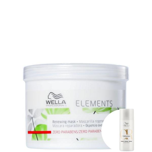 Kit Wella Elements Renewing-Máscara Capilar 500ml+Oil Reflections Luminous Reval-Shampoo 50ml - Wella Professionals