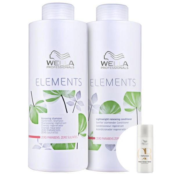 Kit Wella Elements Renewing Salon (2 Produtos)+Oil Reflections Luminous Reval-Shampoo 50ml - Wella Professionals