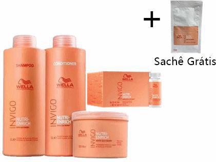 Kit Wella Enrich - Shampoo 1l+Cond 1l+Masc 500ml+ Cx Ampola