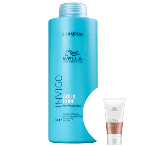 Kit Wella Invigo Balance Acqua Pure-Shampoo Antirresíduos 1000ml+Fusion-Máscara Reconstrutora - Wella Professionals