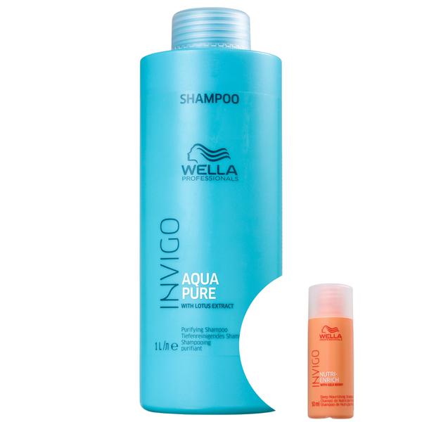 Kit Wella Invigo Balance Acqua Pure-Shampoo Antirresíduos 1000ml+Invigo Nutri-Enrich-Shampoo 50ml - Wella Professionals