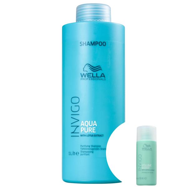 Kit Wella Invigo Balance Acqua Pure-Shampoo Antirresíduos 1000ml+Invigo Volume Boost-Shampoo 50ml - Wella Professionals