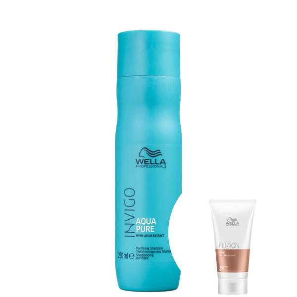 Kit Wella Invigo Balance Aqua Pure-Shampoo Antirresíduos 250ml+Fusion-Máscara Reconstrutora - Wella Professionals