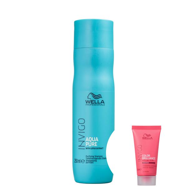 Kit Wella Invigo Balance Aqua Pure-Shampoo Antirresíduos 250ml+Invigo Color Brilliance-Máscara - Wella Professionals