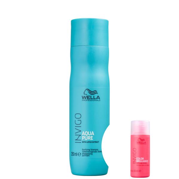 Kit Wella Invigo Balance Aqua Pure-Shampoo Antirresíduos 250ml+Invigo Color Brilliance-Shampoo 50ml - Wella Professionals