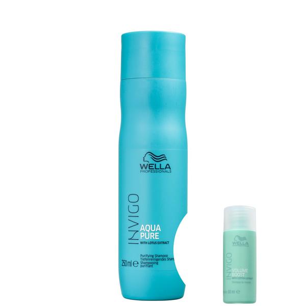 Kit Wella Invigo Balance Aqua Pure-Shampoo Antirresíduos 250ml+Invigo Volume Boost-Shampoo 50ml - Wella Professionals
