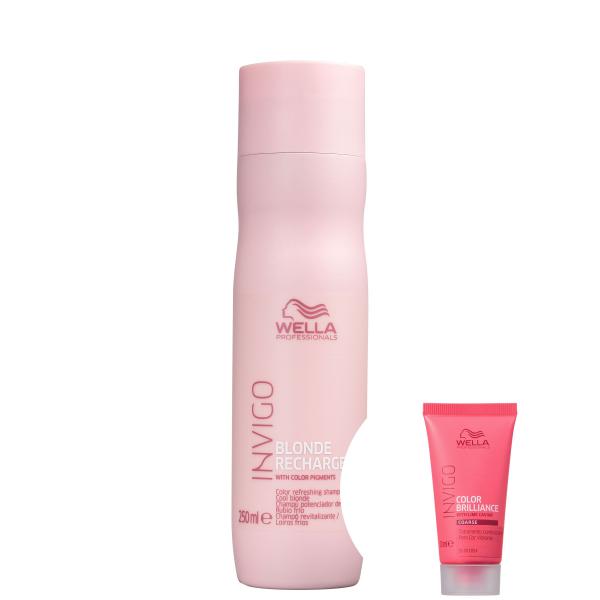 Kit Wella Invigo Blonde Recharge-Shampoo Desamarelador 250ml+Invigo Color Brilliance-Máscara - Wella Professionals