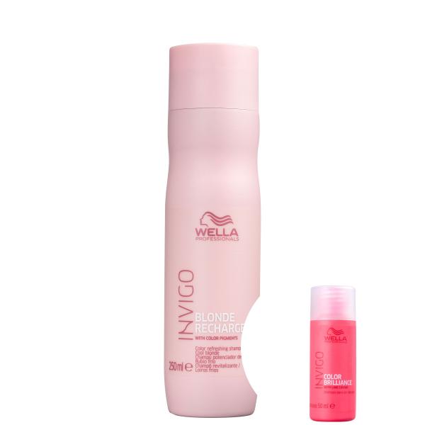 Kit Wella Invigo Blonde Recharge-Shampoo Desamarelador 250ml+Invigo Color Brilliance-Shampoo 50ml - Wella Professionals