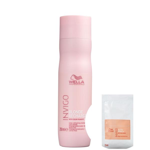 Kit Wella Invigo Blonde Recharge-Shampoo Desamarelador 250ml+Invigo Nutri-Enrich-Máscara de Nutrição - Wella Professionals