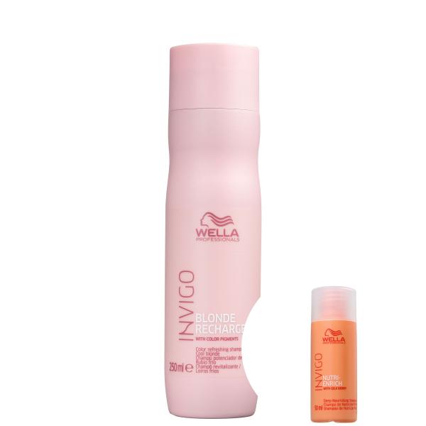 Kit Wella Invigo Blonde Recharge-Shampoo Desamarelador 250ml+Invigo Nutri-Enrich-Shampoo 50ml - Wella Professionals