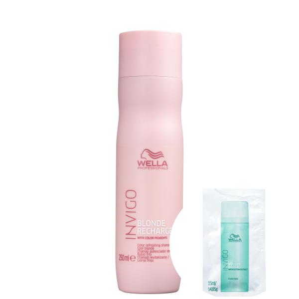 Kit Wella Invigo Blonde Recharge-Shampoo Desamarelador 250ml+Invigo Volume Boost Crystal-Máscara - Wella Professionals