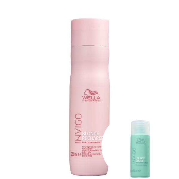 Kit Wella Invigo Blonde Recharge-Shampoo Desamarelador 250ml+Invigo Volume Boost-Shampoo 50ml - Wella Professionals