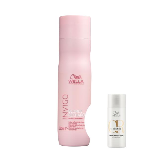 Kit Wella Invigo Blonde Recharge-Shampoo Desamarelador 250ml+Oil Reflections Luminous Reval-Shampoo - Wella Professionals