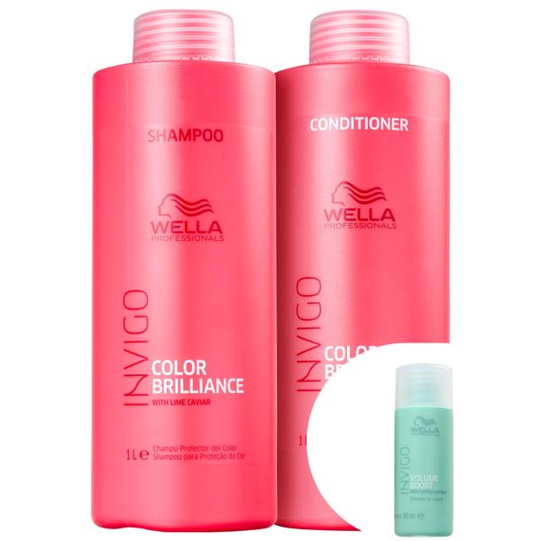 Kit Wella Invigo Color Brilliance Salon Duo (2 Produtos)+Invigo Volume Boost-Shampoo 50ml - Wella Professionals